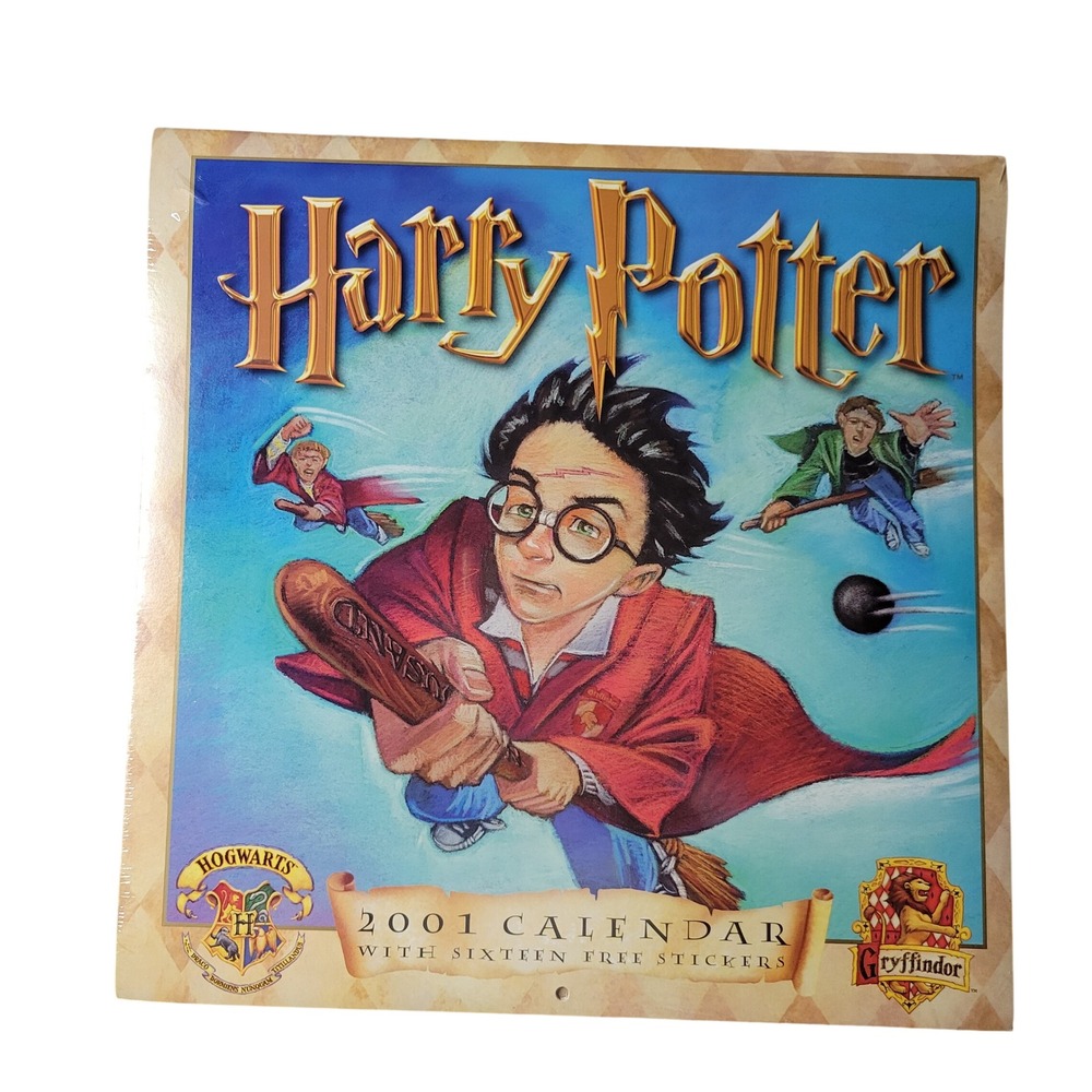Vintage NEW Harry Potter 2001 Wall Calendar Sorcerers Stone Sealed Stickers